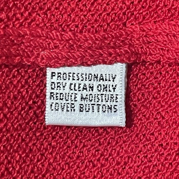 St John Marie Gray 2pc Blazer Skirt Set Womens Size 14 Red USA Buttons STUNNING - Picture 15 of 15